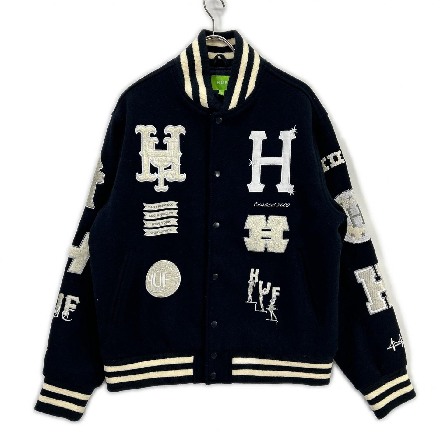 HUF Varsity Stadium Jacket Navy Wool Size M