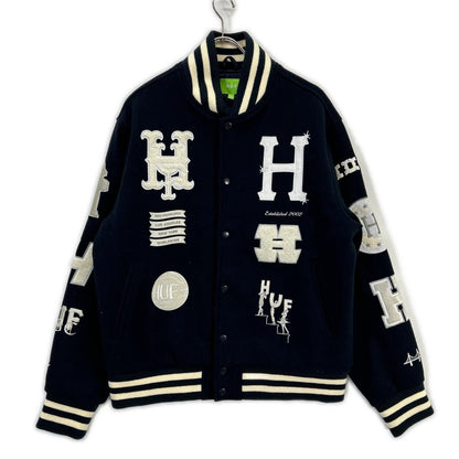 HUF Varsity Stadium Jacket Navy Wool Size M