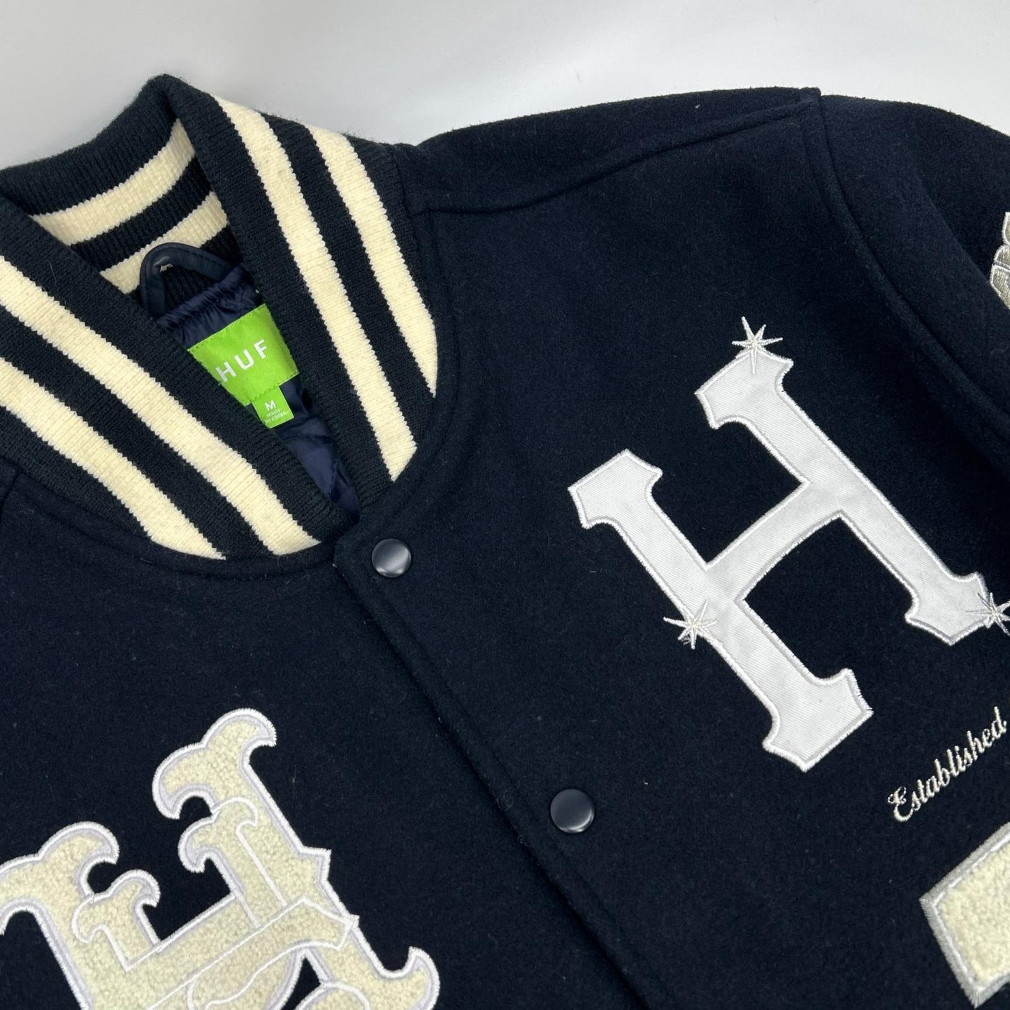 HUF Varsity Stadium Jacket Navy Wool Size M