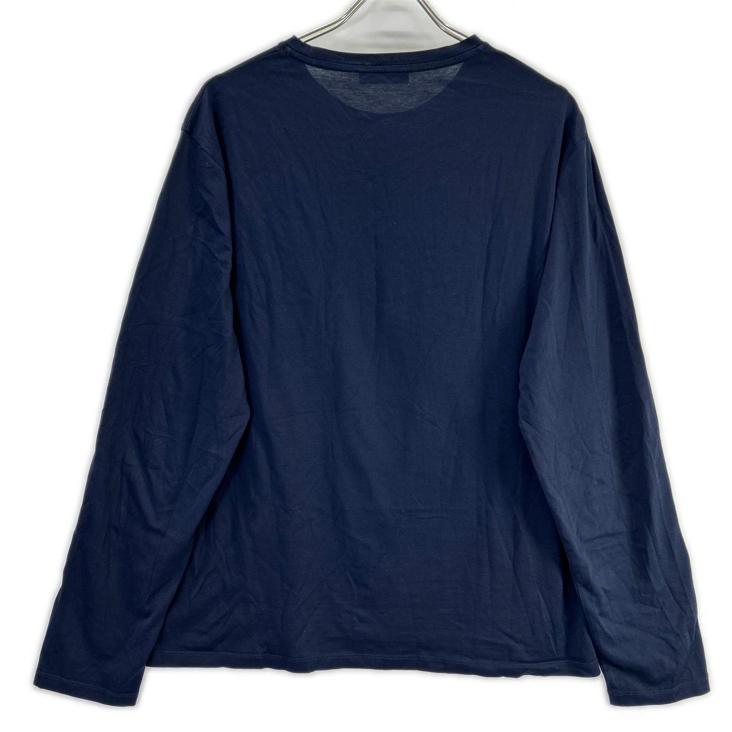 PRADA UJL879 Long Sleeve Pocket Cotton T-Shirt Navy Size XL
