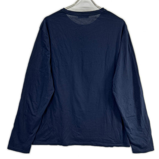 PRADA UJL879 Long Sleeve Pocket Cotton T-Shirt Navy Size XL