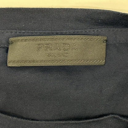 PRADA UJL879 Long Sleeve Pocket Cotton T-Shirt Navy Size XL