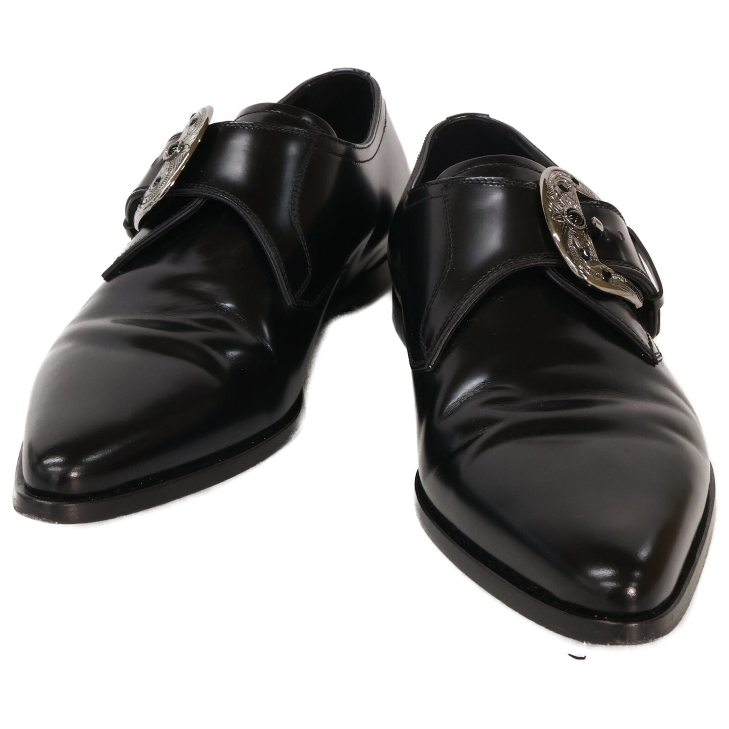 DOLCE&GABBANA A50375 Silver Buckle Single Shoes Black Size 6
