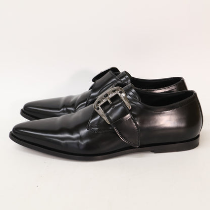 DOLCE&GABBANA A50375 Silver Buckle Single Shoes Black Size 6