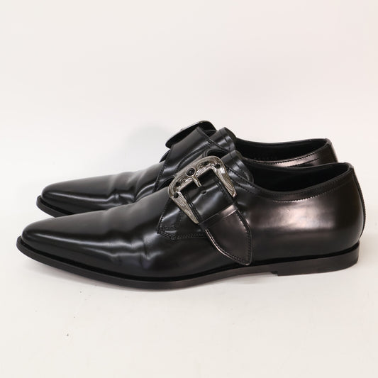 DOLCE&GABBANA A50375 Silver Buckle Single Shoes Black Size 6