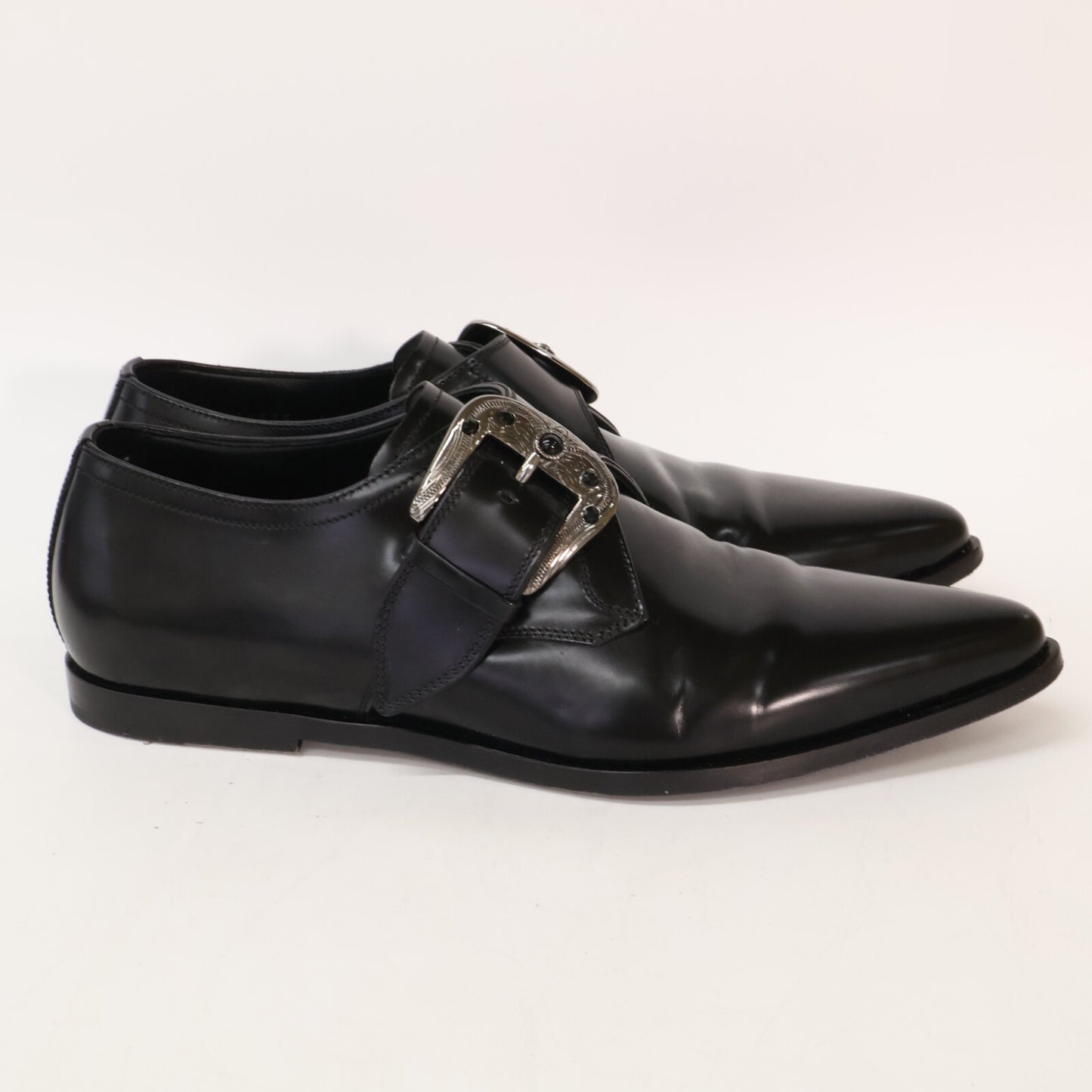DOLCE&GABBANA A50375 Silver Buckle Single Shoes Black Size 6