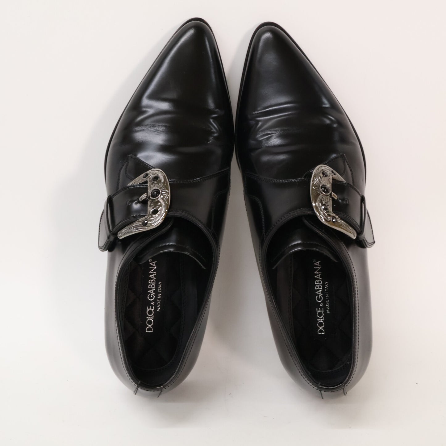 DOLCE&GABBANA A50375 Silver Buckle Single Shoes Black Size 6