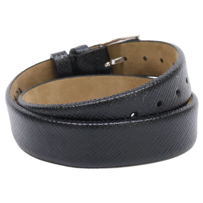PRADA CENTURION Leather Bracelet Black Size ONE SIZE