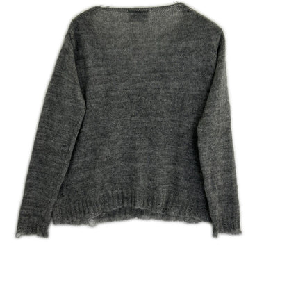 PRADA 1F88 Mohair Damaged Knit Sweater Gray Size 44