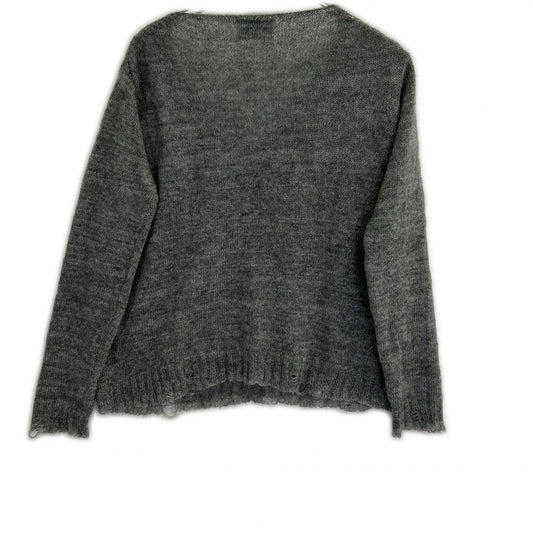 PRADA 1F88 Mohair Damaged Knit Sweater Gray Size 44