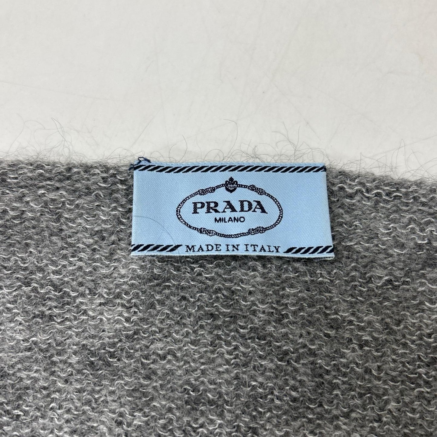 PRADA 1F88 Mohair Damaged Knit Sweater Gray Size 44