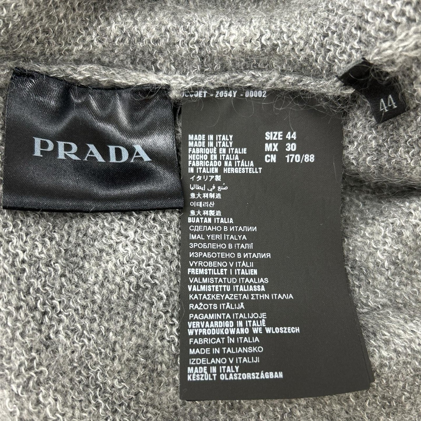PRADA 1F88 Mohair Damaged Knit Sweater Gray Size 44