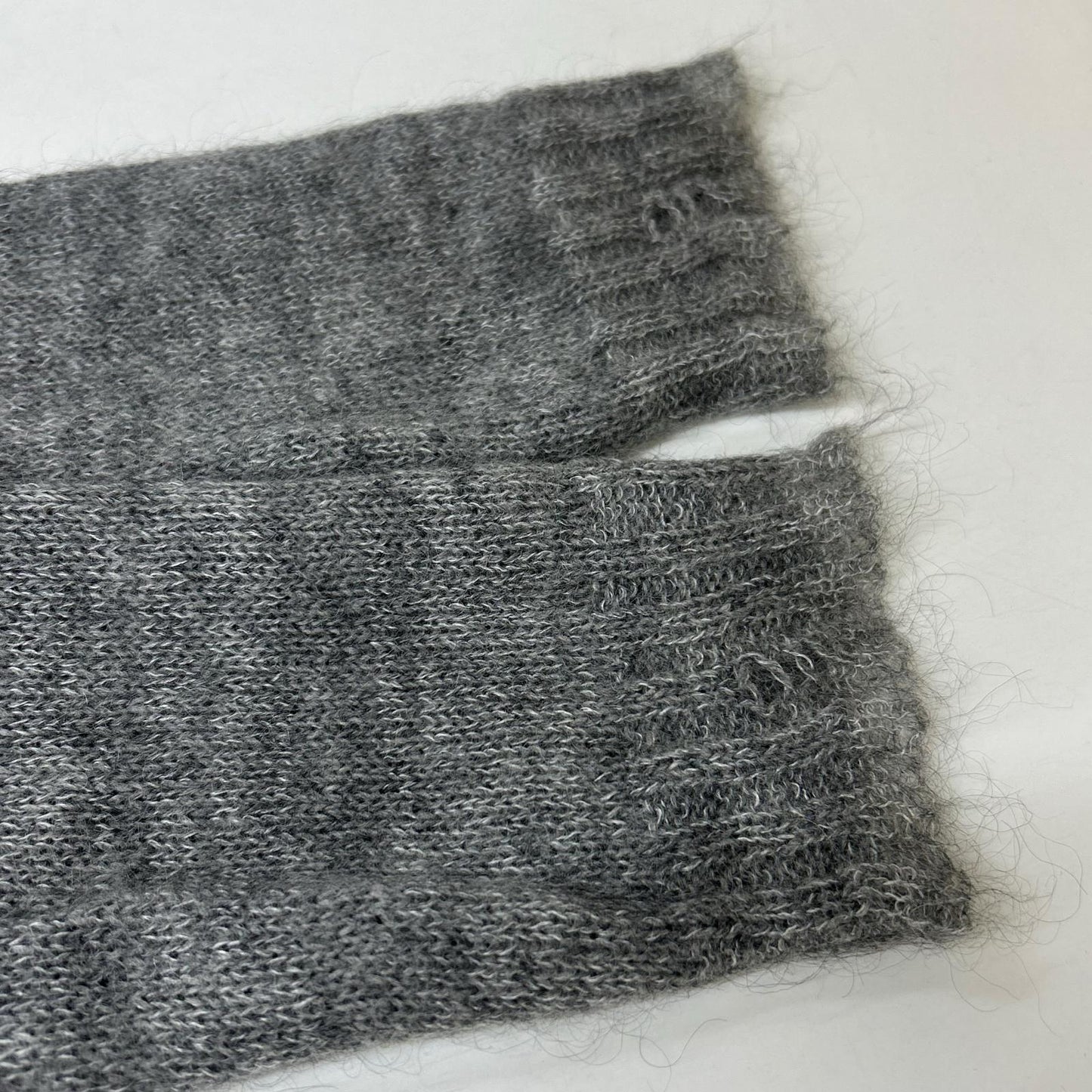 PRADA 1F88 Mohair Damaged Knit Sweater Gray Size 44