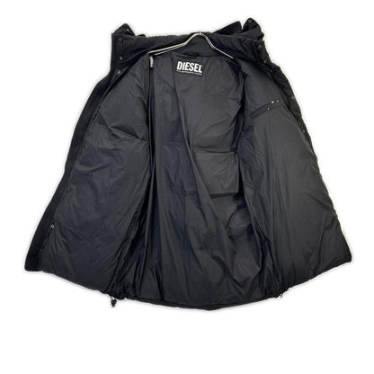 DIESEL W-ROLF-LONG Black Nylon Down Coat Size L