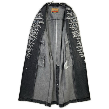 DIESEL 22AW Charcoal Distressed Denim Long Coat Size L