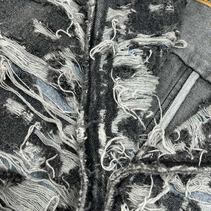 DIESEL 22AW Charcoal Distressed Denim Long Coat Size L