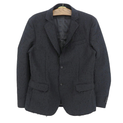 DIESEL Silk Blend Distressed Raw Hem Blazer Black Size 48