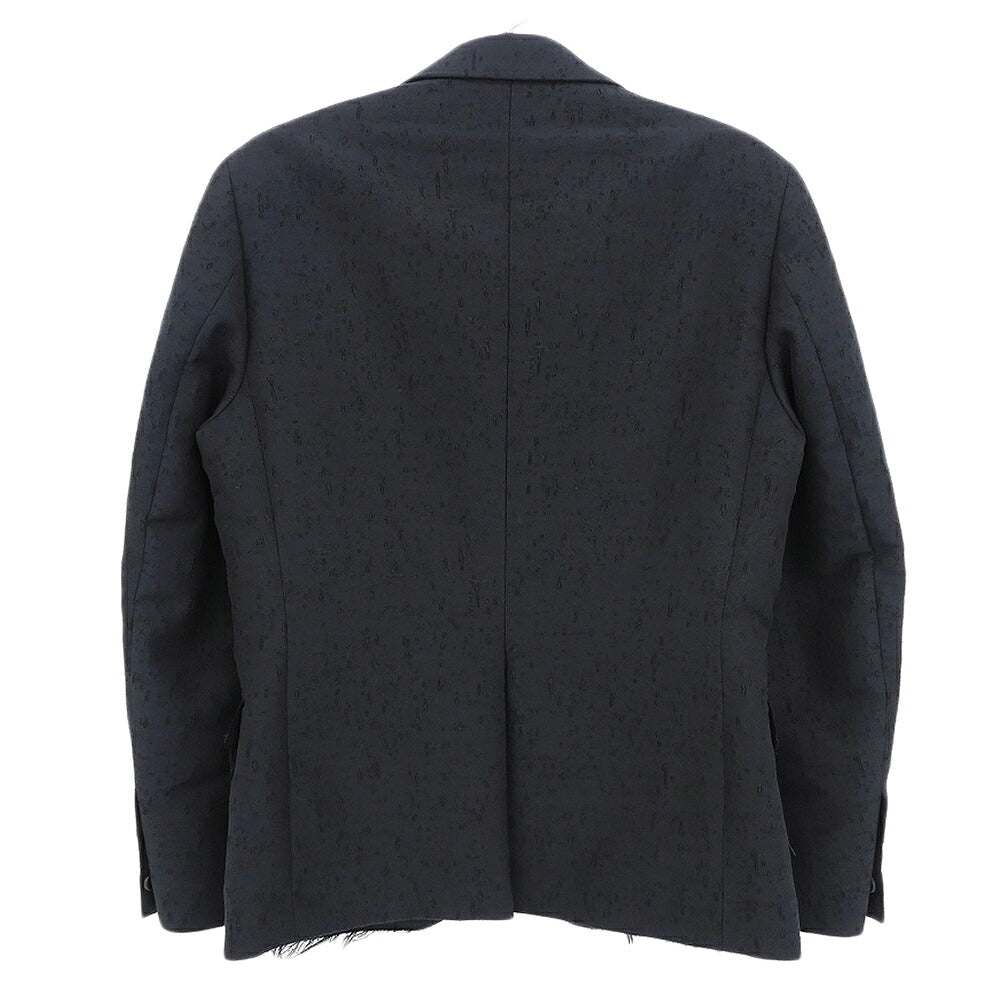 DIESEL Silk Blend Distressed Raw Hem Blazer Black Size 48