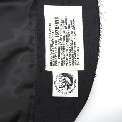 DIESEL Silk Blend Distressed Raw Hem Blazer Black Size 48