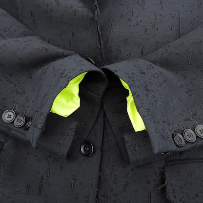 DIESEL Silk Blend Distressed Raw Hem Blazer Black Size 48