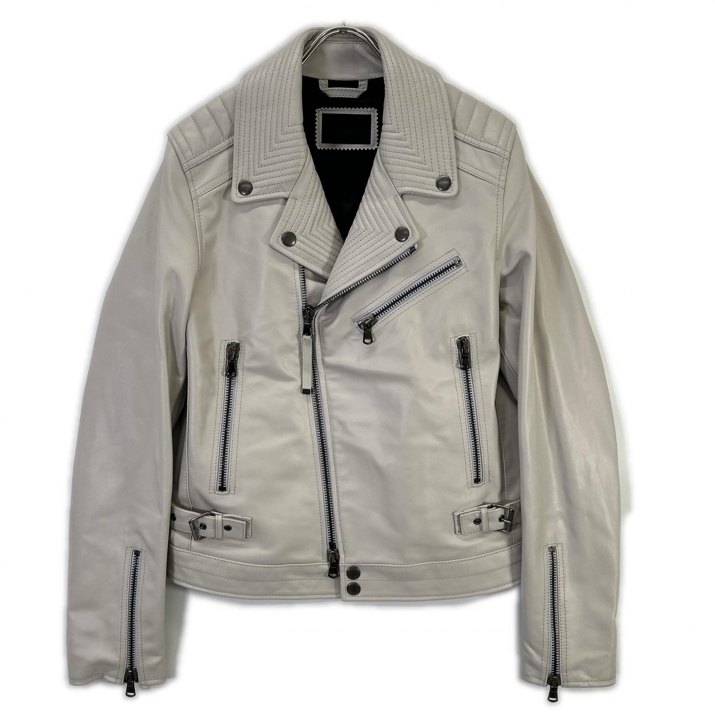 DIESEL BlackGold White Leather Double Rider Jacket Size 48