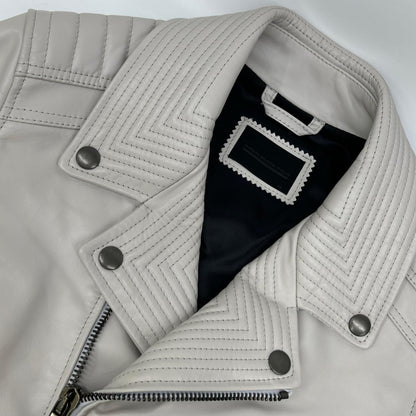 DIESEL BlackGold White Leather Double Rider Jacket Size 48