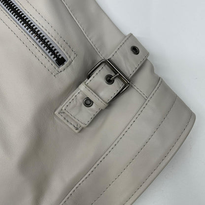 DIESEL BlackGold White Leather Double Rider Jacket Size 48
