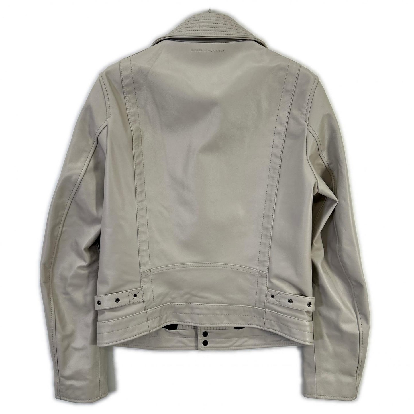 DIESEL BlackGold White Leather Double Rider Jacket Size 48