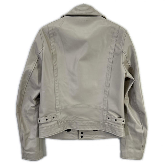 DIESEL BlackGold White Leather Double Rider Jacket Size 48