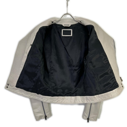 DIESEL BlackGold White Leather Double Rider Jacket Size 48