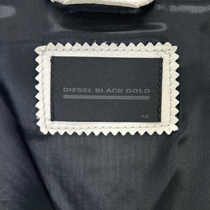 DIESEL BlackGold White Leather Double Rider Jacket Size 48