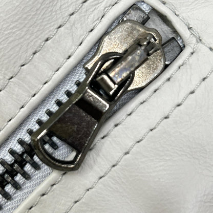 DIESEL BlackGold White Leather Double Rider Jacket Size 48
