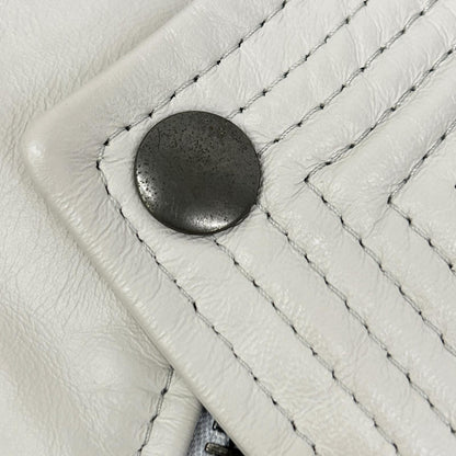 DIESEL BlackGold White Leather Double Rider Jacket Size 48
