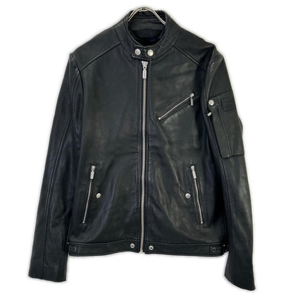 DIESEL Black Lamb Leather Single Rider Jacket Size 48