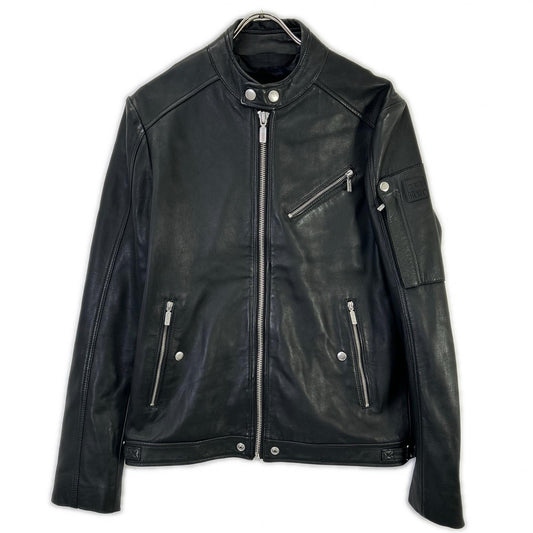 DIESEL Black Lamb Leather Single Rider Jacket Size 48