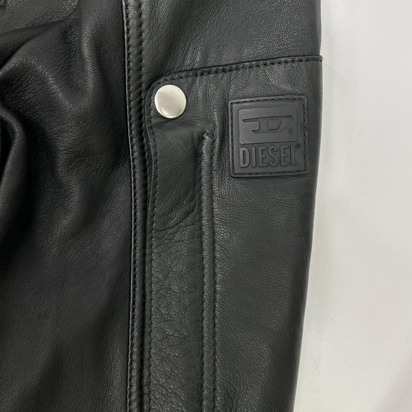 DIESEL Black Lamb Leather Single Rider Jacket Size 48
