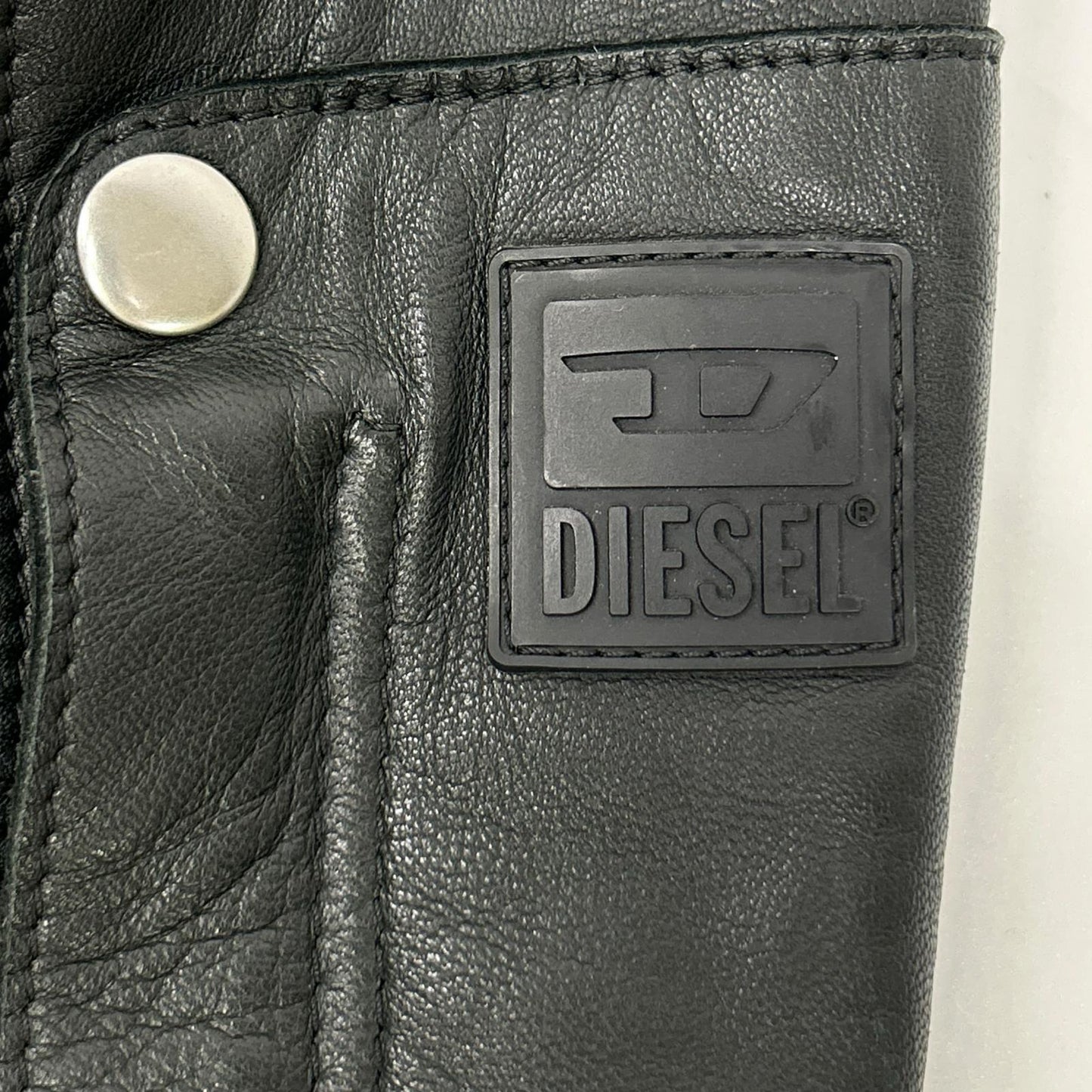 DIESEL Black Lamb Leather Single Rider Jacket Size 48