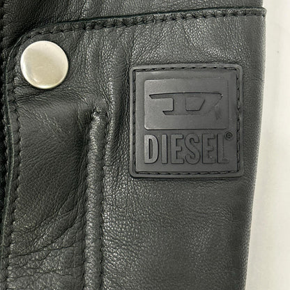 DIESEL Black Lamb Leather Single Rider Jacket Size 48