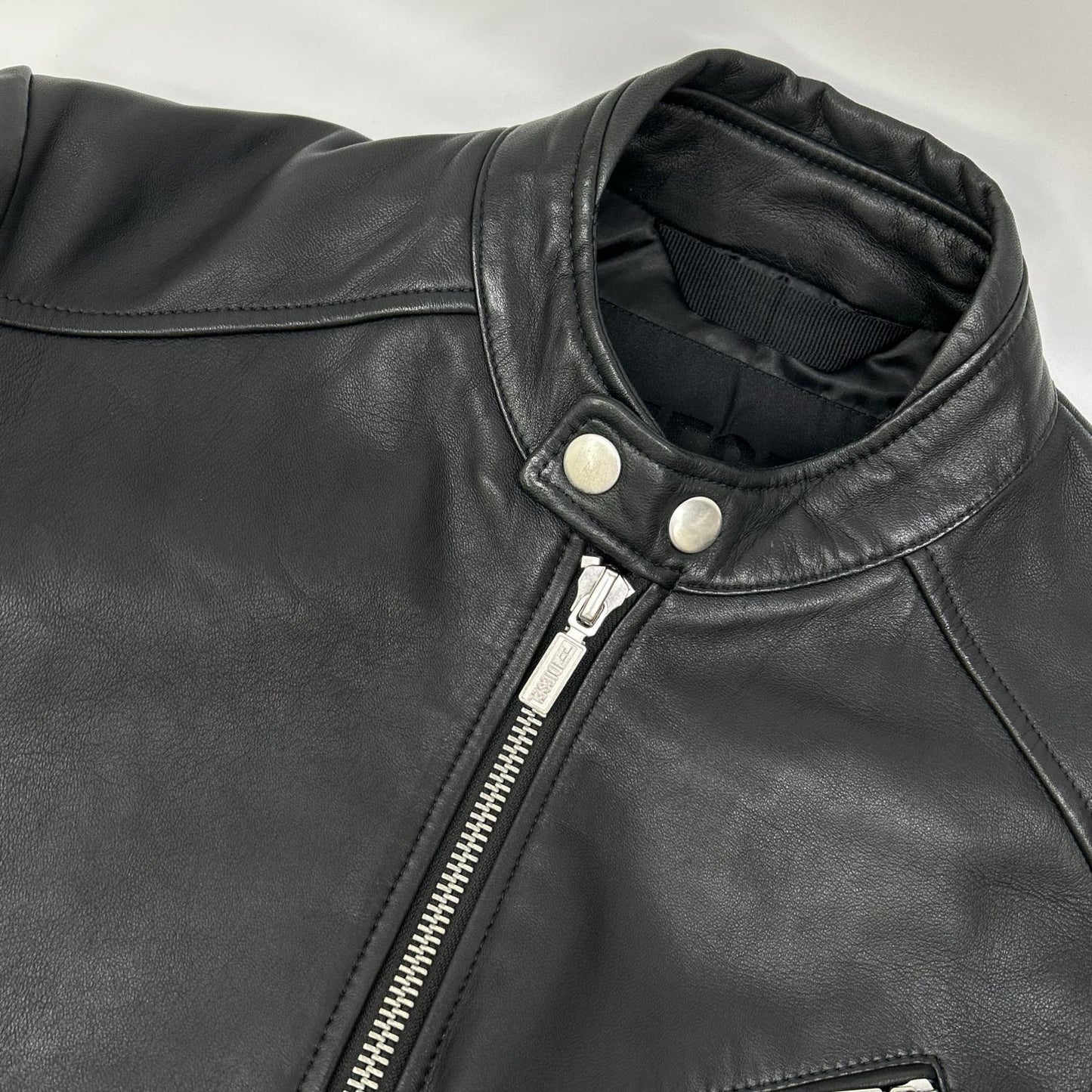 DIESEL Black Lamb Leather Single Rider Jacket Size 48