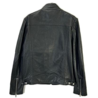 DIESEL Black Lamb Leather Single Rider Jacket Size 48