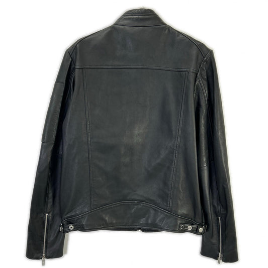 DIESEL Black Lamb Leather Single Rider Jacket Size 48
