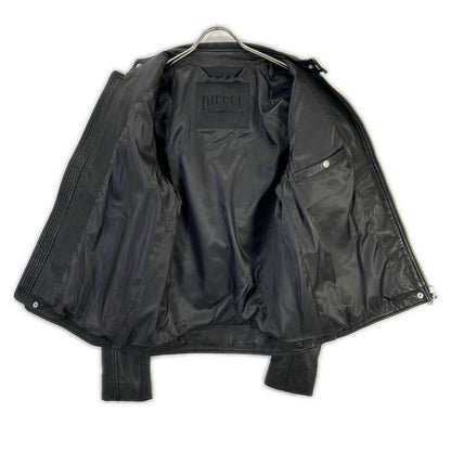 DIESEL Black Lamb Leather Single Rider Jacket Size 48