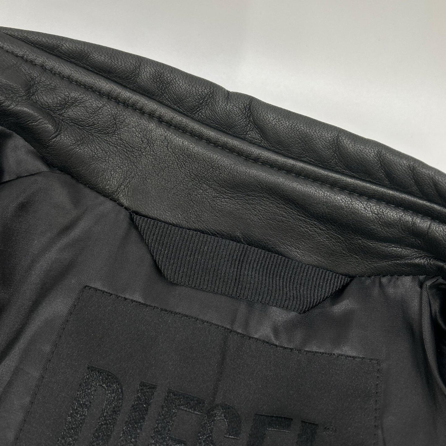DIESEL Black Lamb Leather Single Rider Jacket Size 48