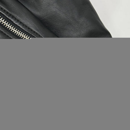DIESEL Black Shearling Collar Double Riders Jacket Size 48