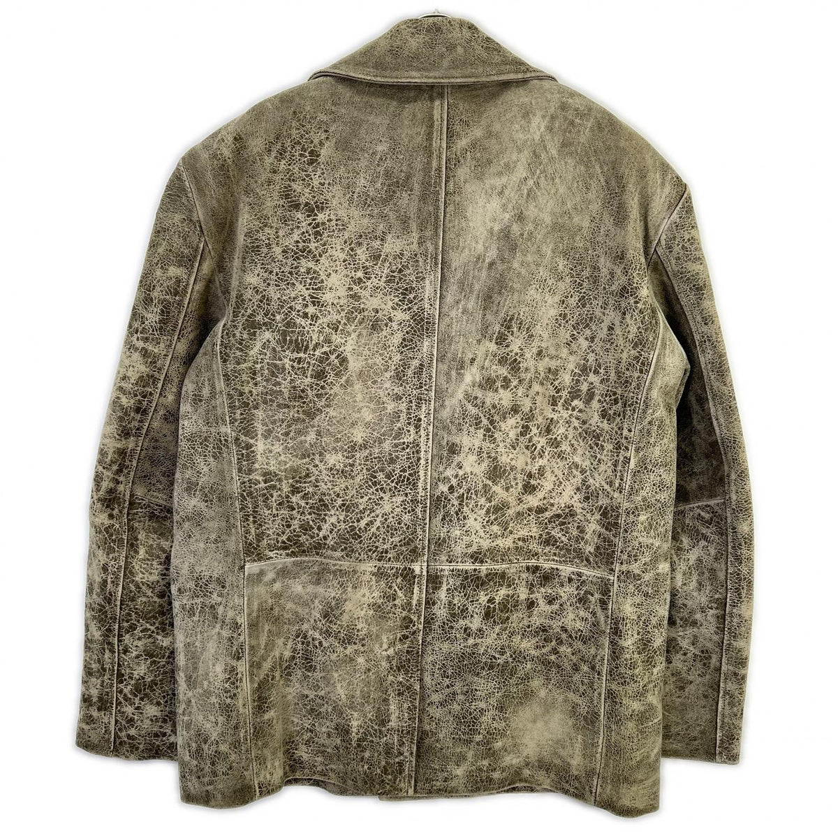 DIESEL L-BLAZE Distressed Leather Jacket Green Size 52