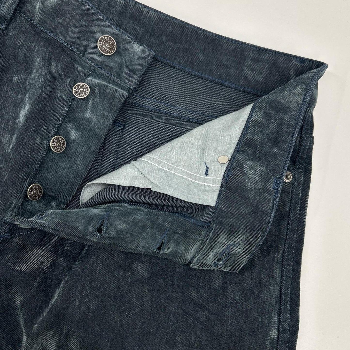 DIESEL Blue Velvet Flocked Button Fly Denim Jeans Size W32