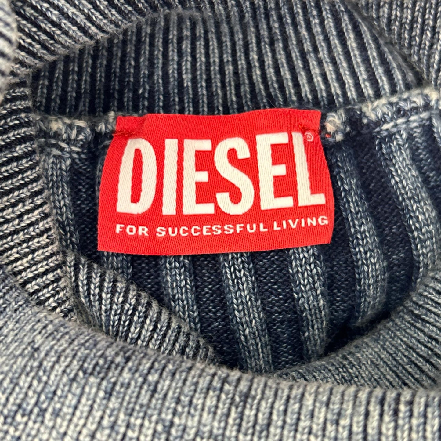 DIESEL Blue K-ELASA Turtleneck Ribbed Size XL