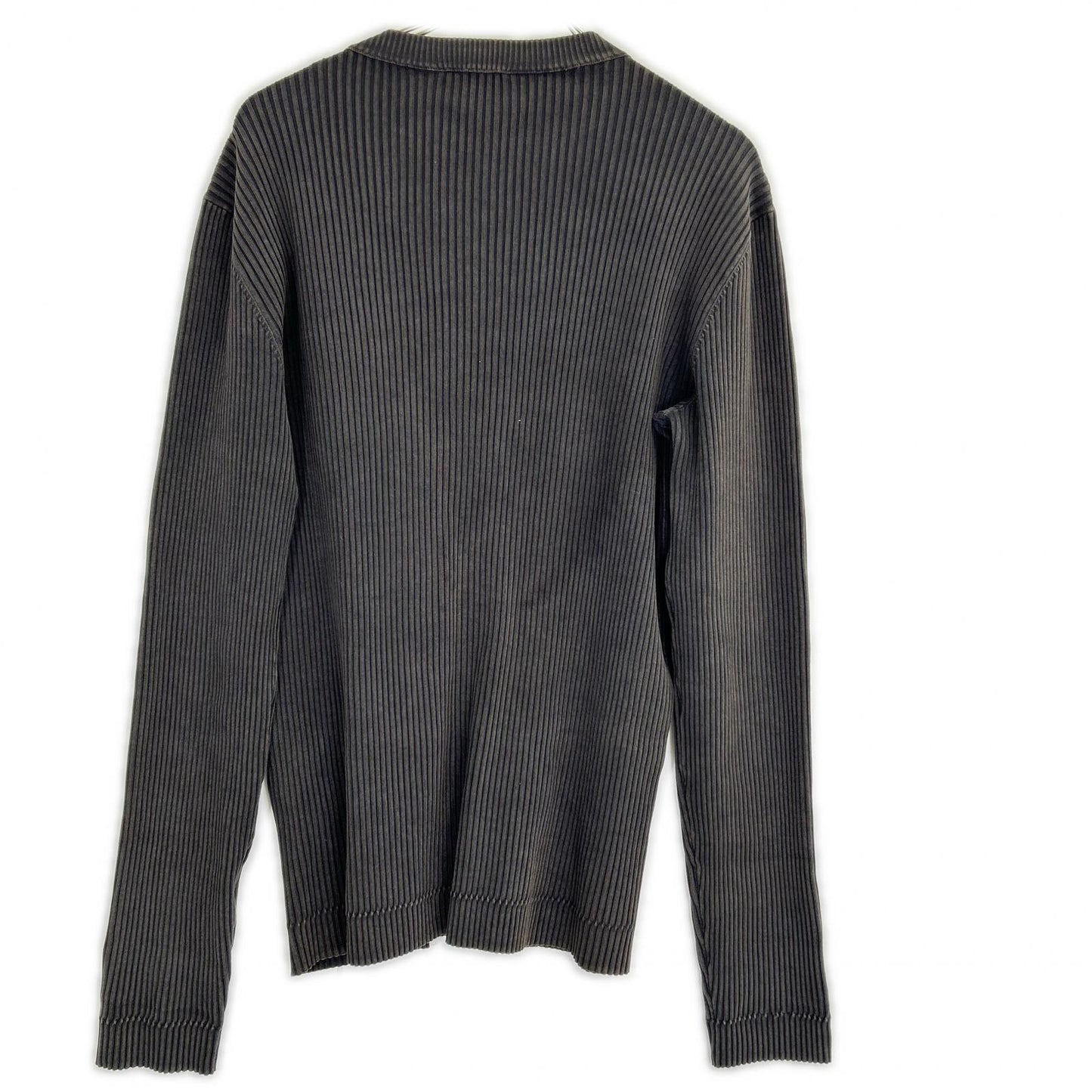 DIESEL Center Zip Rib Knit Sweater Charcoal Gray Size L