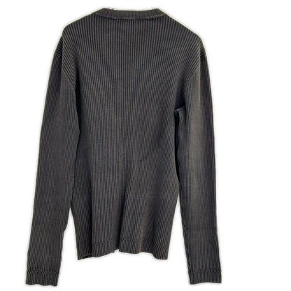 DIESEL Center Zip Rib Knit Sweater Charcoal Gray Size L