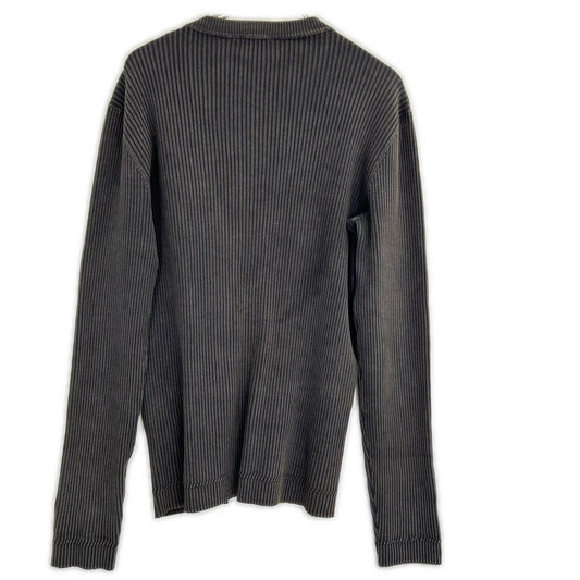 DIESEL Center Zip Rib Knit Sweater Charcoal Gray Size L